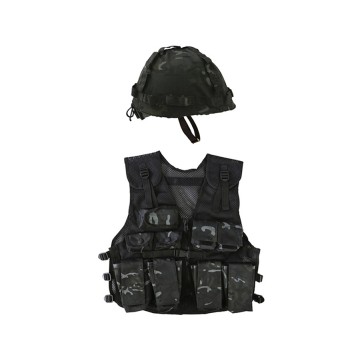 Kids Assault Vest & Helm Set Multicam Zwart