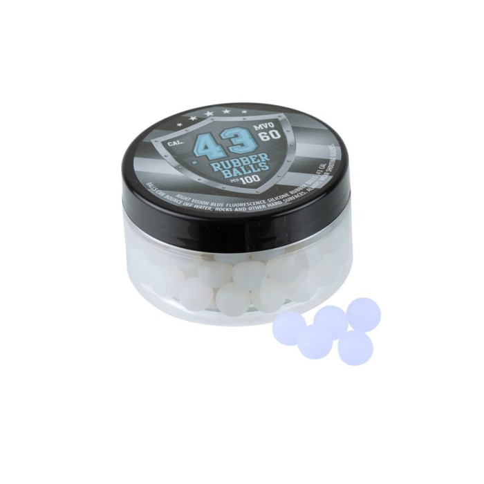 100 RSB Rubber .43 cal Reballs Glow In The Dark Blauw