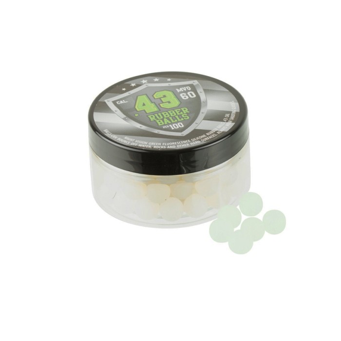 100 RSB Rubber .43 cal Reballs Glow In The Dark Groen
