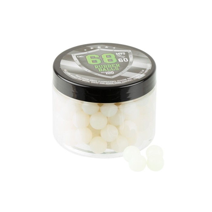 100 RSB Rubber .68 cal Reballs Glow In The Dark Groen
