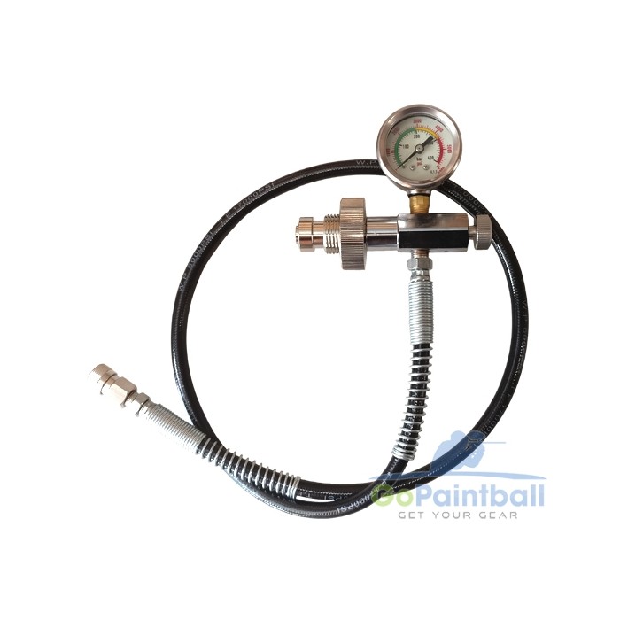 HP Vulstation DIN 300 Bar Deluxe met Manometer en 90 cm verlengslang