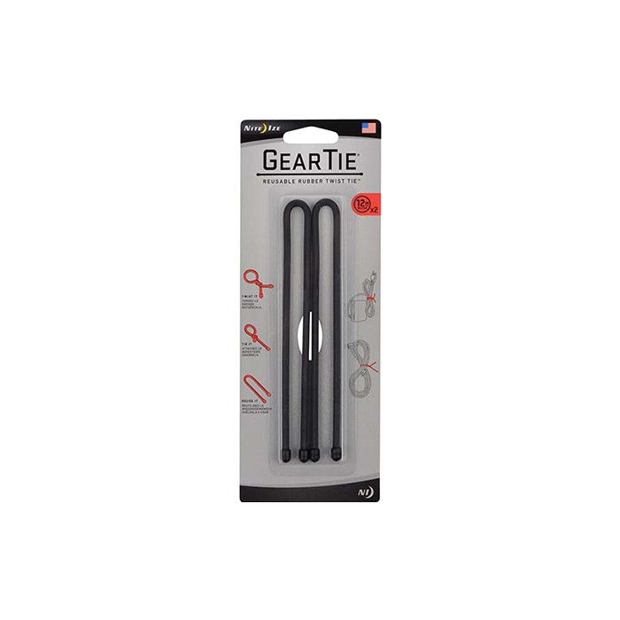Nite Ize Gear Tie 6 inch 2 pack Black