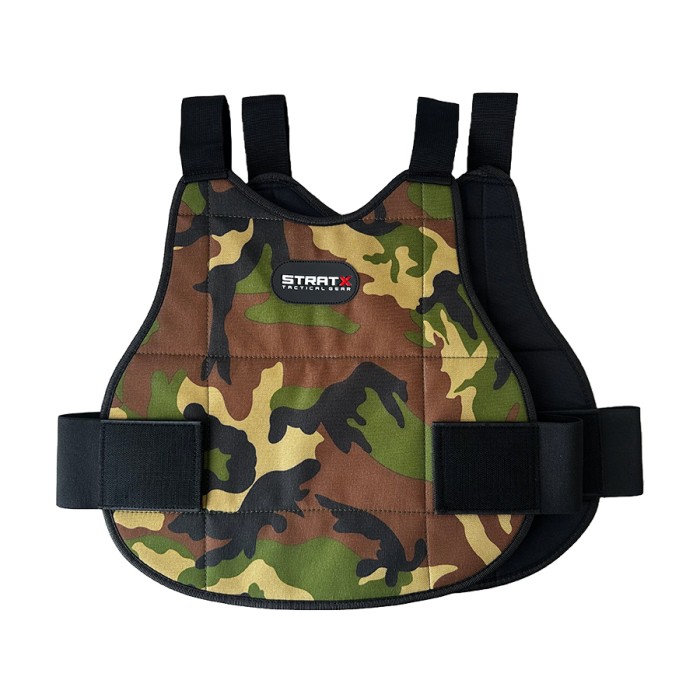 STRATX Kids Borstbescherming Reversible Woodland Camo/Zwart