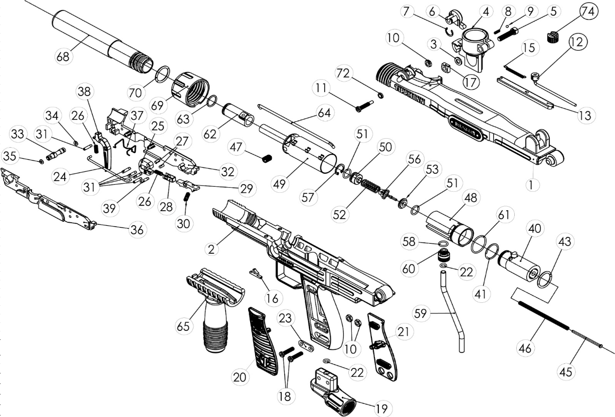 Tippmann FT-50 Parts Diagram Onderdelen Lijst